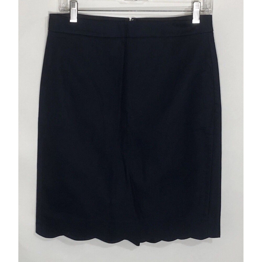 J.Crew Navy Scalloped Pencil Skirt Sz 2 NWT Business Office Career Workplace